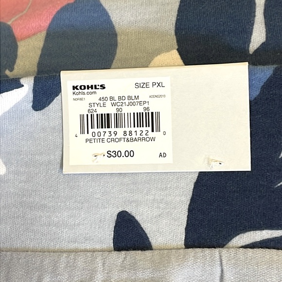 Croft and Barrow Grey/Blue/Pink/White Floral Skort size PXL, NWT - Picture 6 of 7